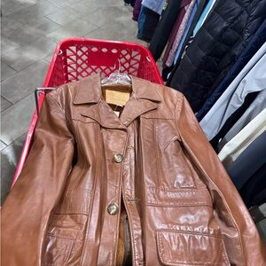 Vintage Brown Leather Women's Jacket-70s